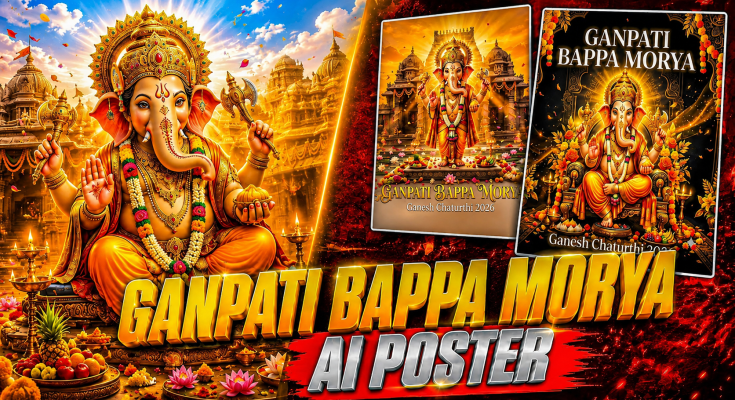 Vinayagar Chaturthi AI banner poster created with Gemini using a personal photo