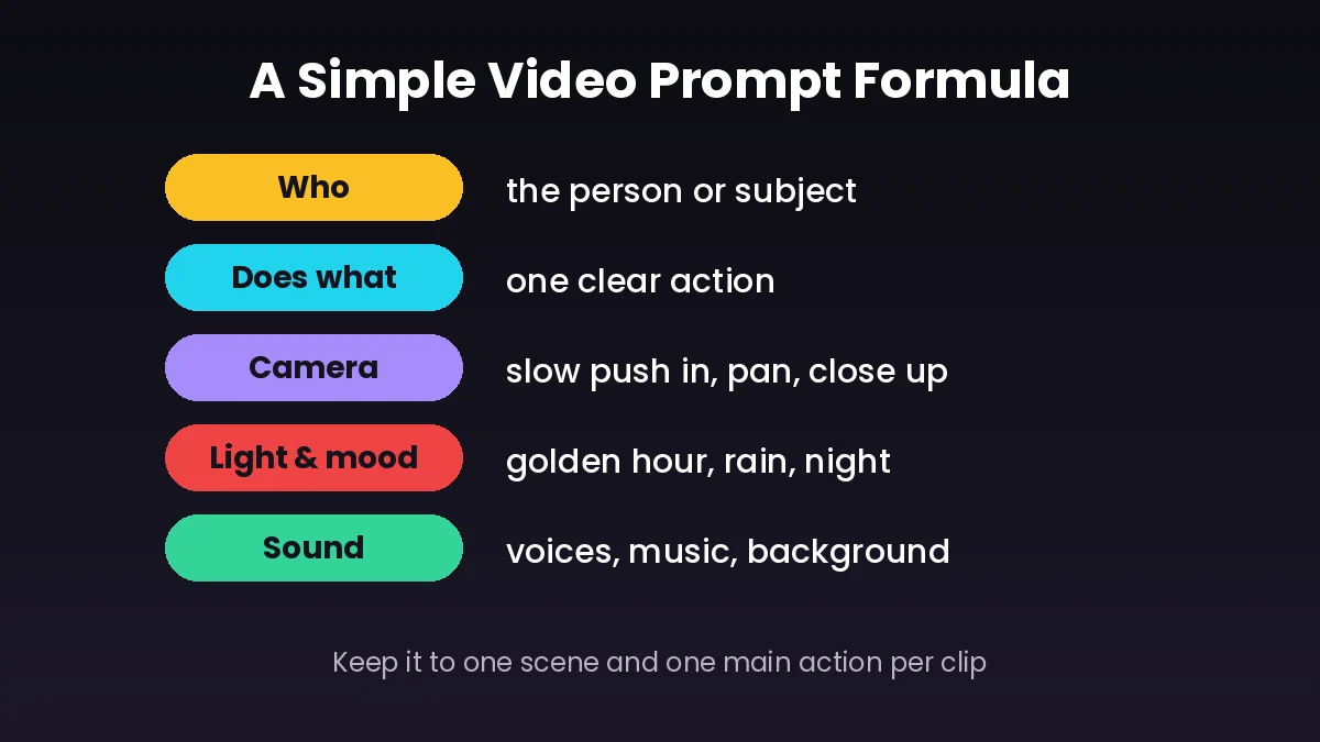 Simple prompt formula for a Google Flow AI video