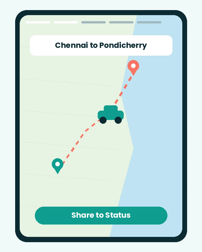 Travel Animator app route video ready to share as WhatsApp status